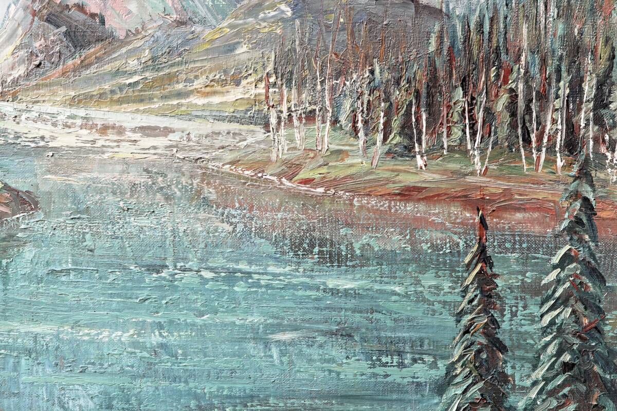 Oil on canvas, mountain landscape, signed Kaj Brandstrup.