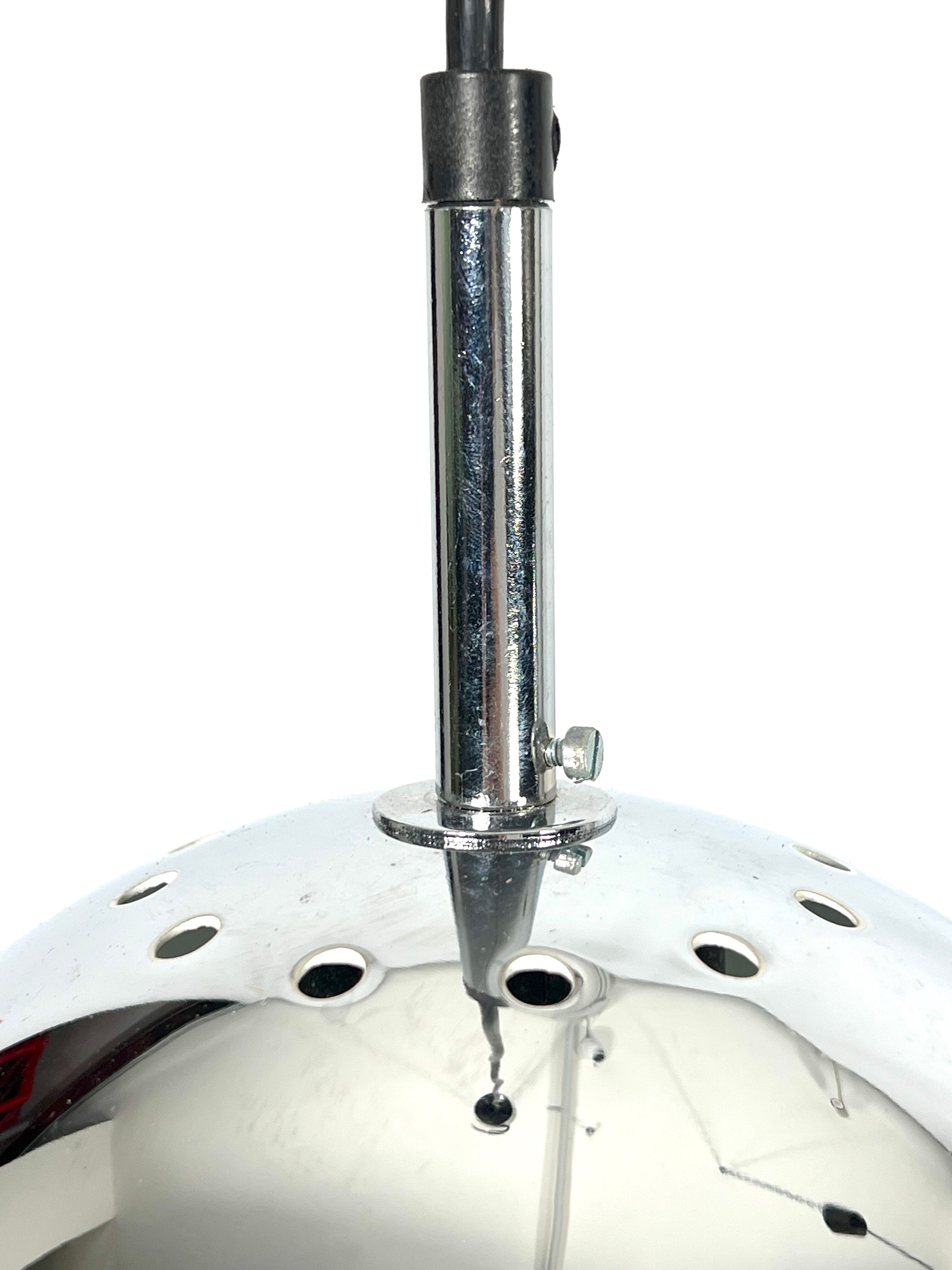 Targetti, set of two chrome sphere pendant lamps from 70s