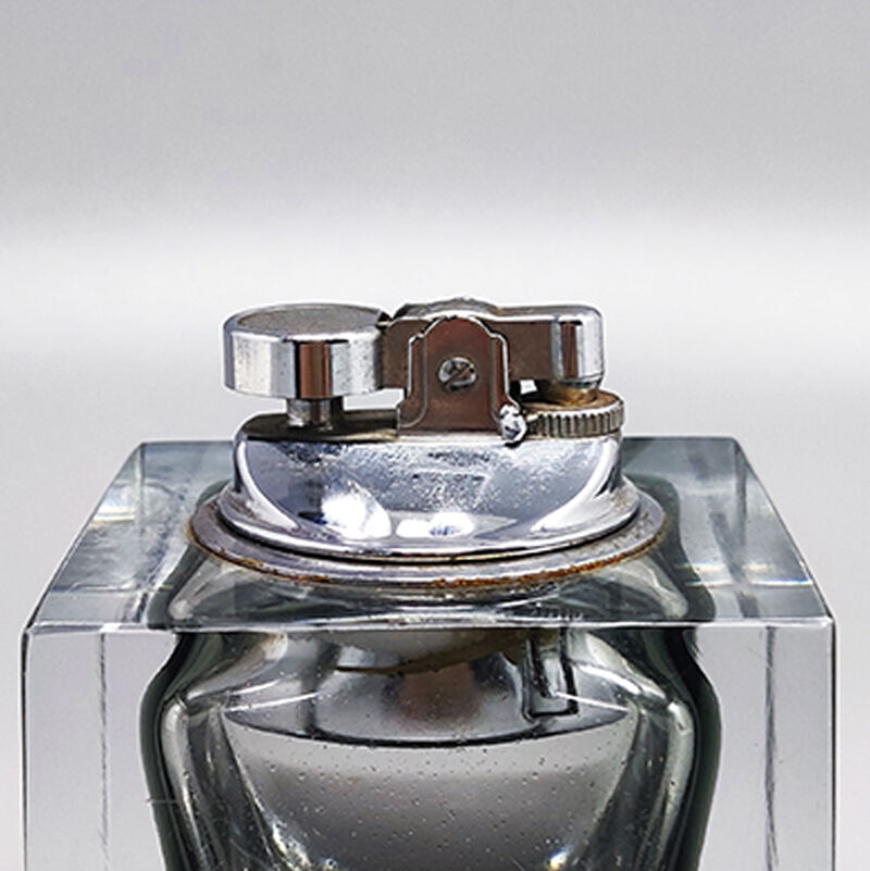 1960s grey table lighter in Murano Sommerso glass by Flavio Poli for Seguso
