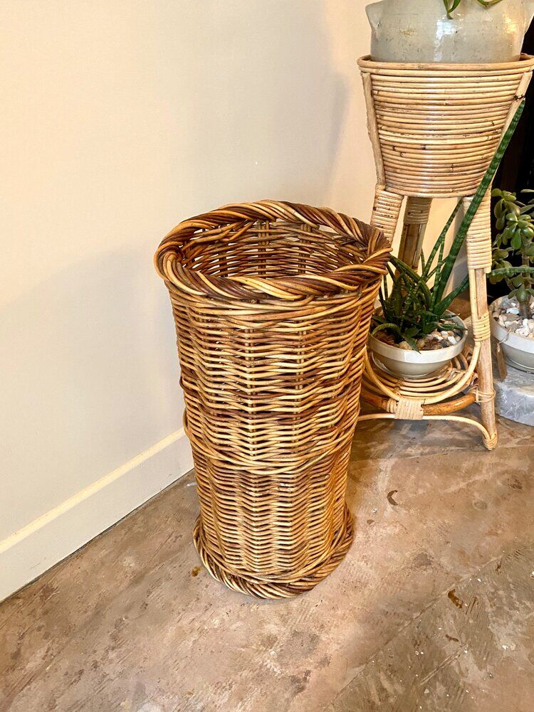 Braided wicker basket