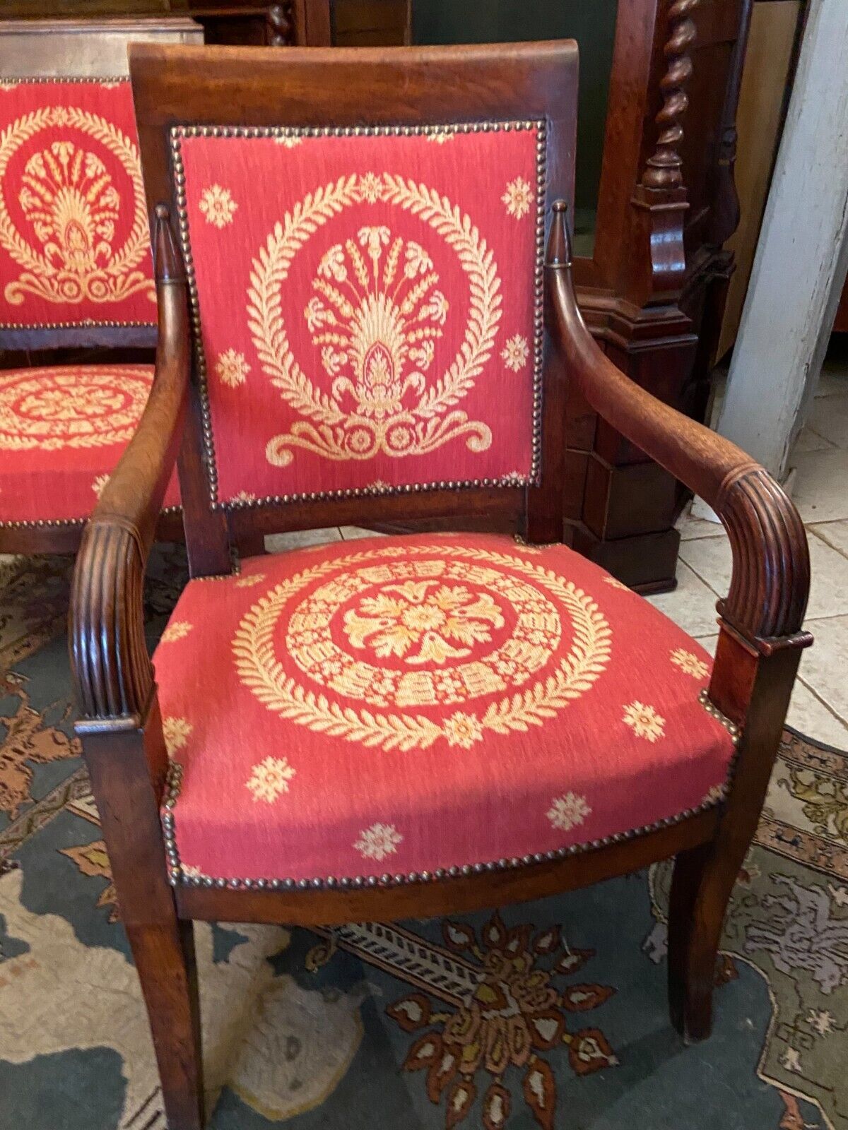 Period armchair Restoration in solid carved mahogany