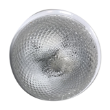 Old ceiling light molded glass vintage white metal support