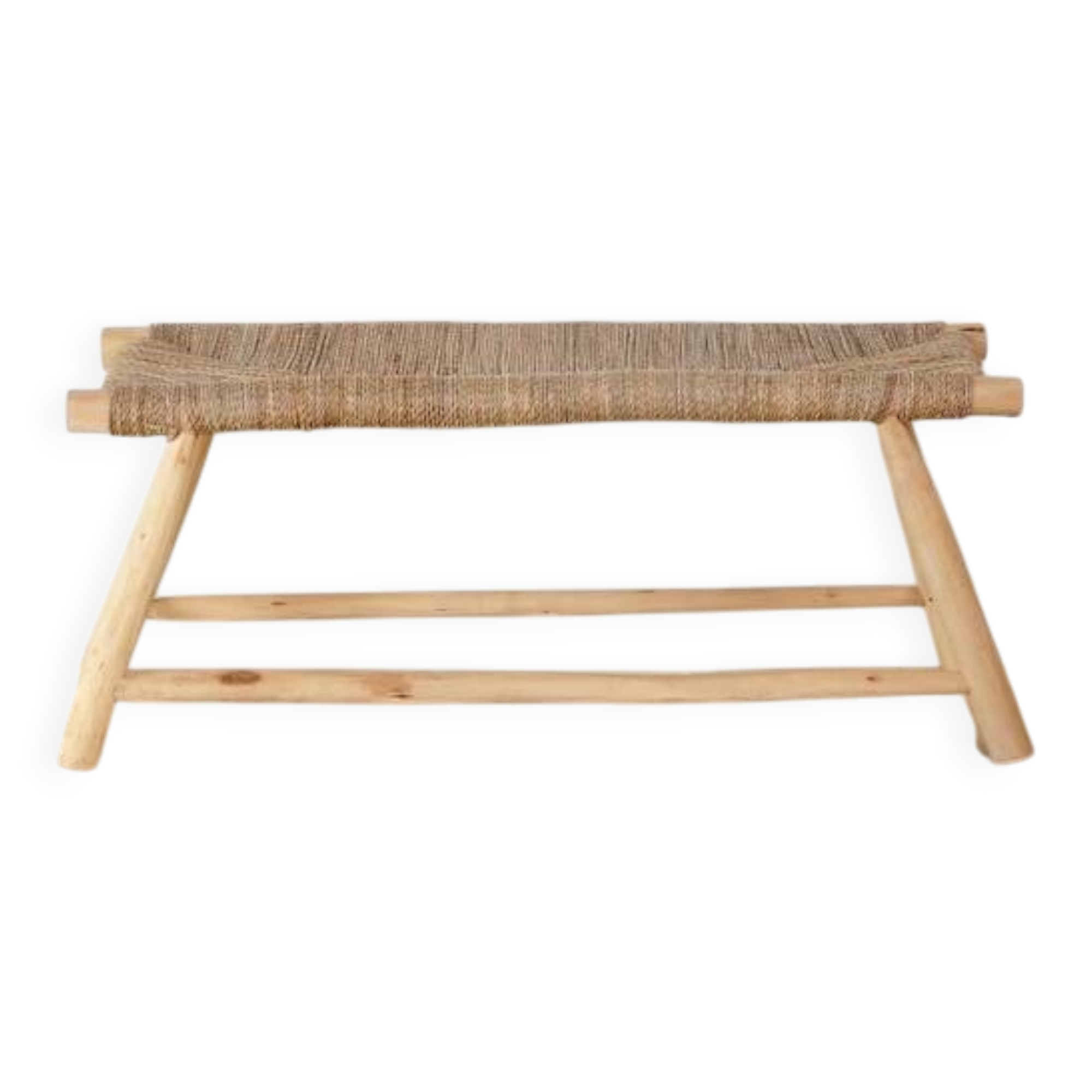 Moroccan handcrafted bench in wood and cord 100x40x40cm