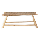 Moroccan handcrafted bench in wood and cord 100x40x40cm