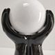 Black ceramic and opaline design hand lamp 90s