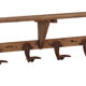 Wooden coat rack and hat rack wall with 8 hooks circa 1950