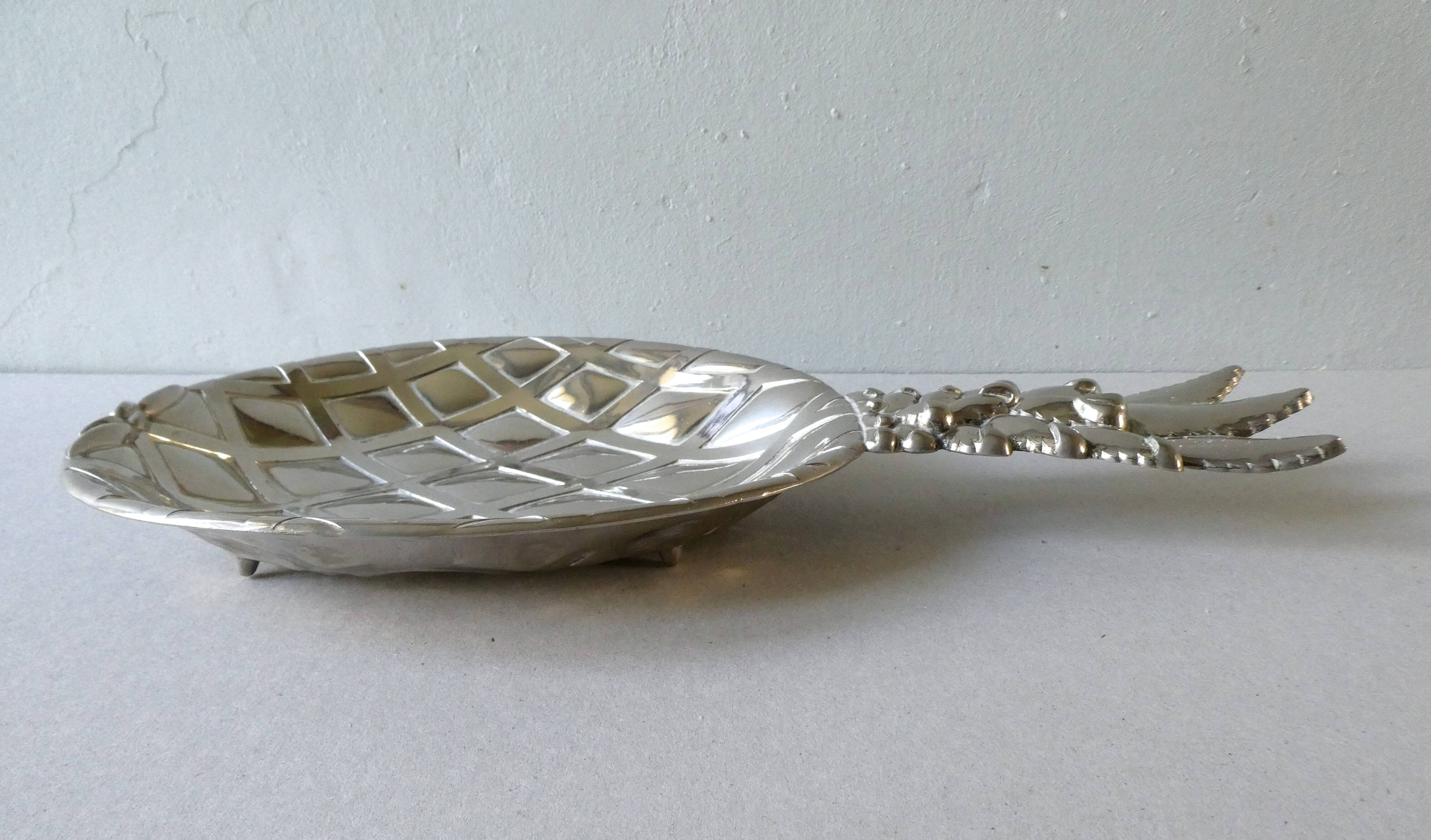 Trinket bowl in silver metal, pineapple shape, years 70