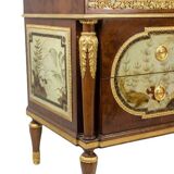Empire style chest of drawers in lacquer, bronze and marble. Nineteenth century.