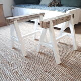 Industrial coffee table with trestles