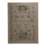 Lithographie originale sur l'escrime