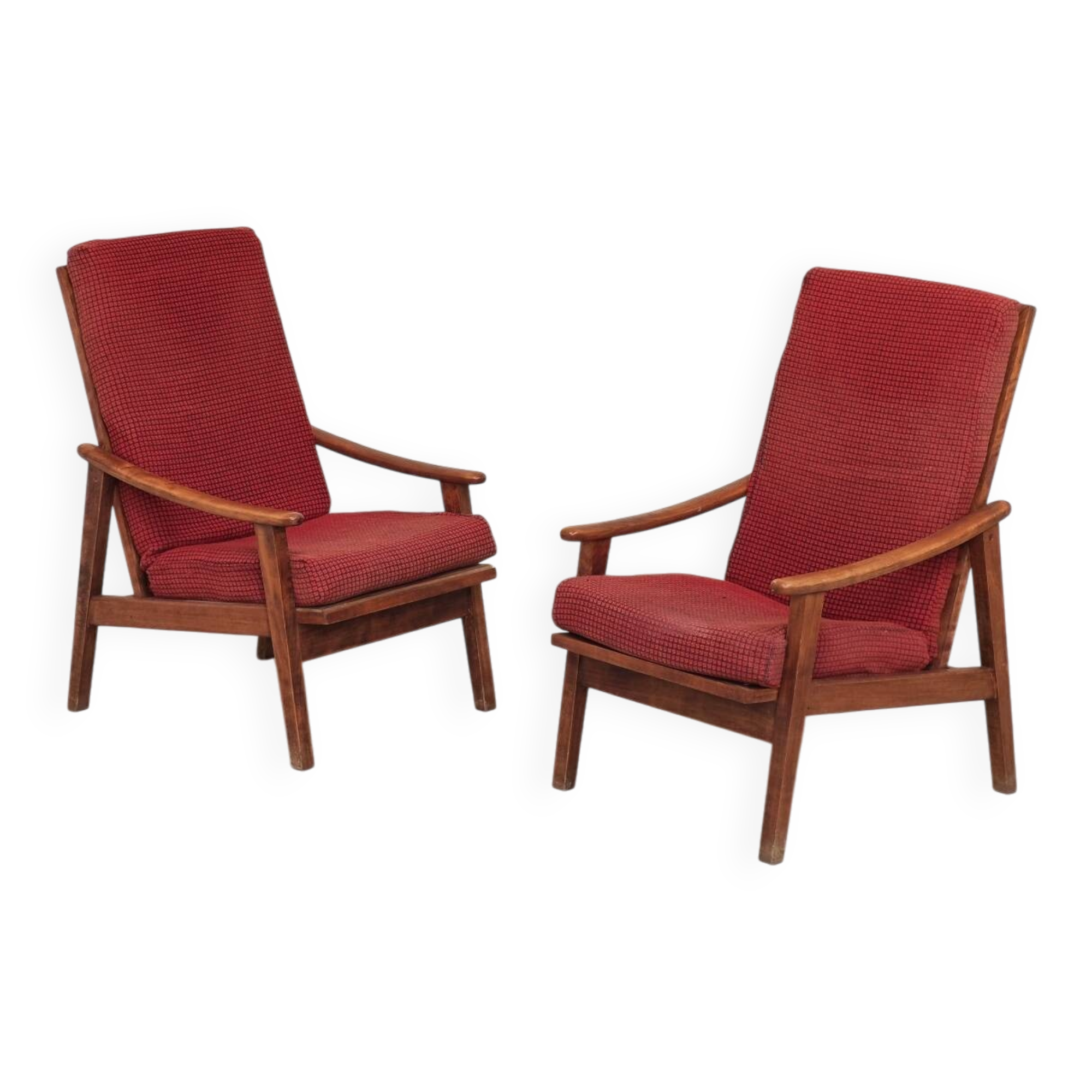 Pair of Scandinavian style armchairs, French made 1970.