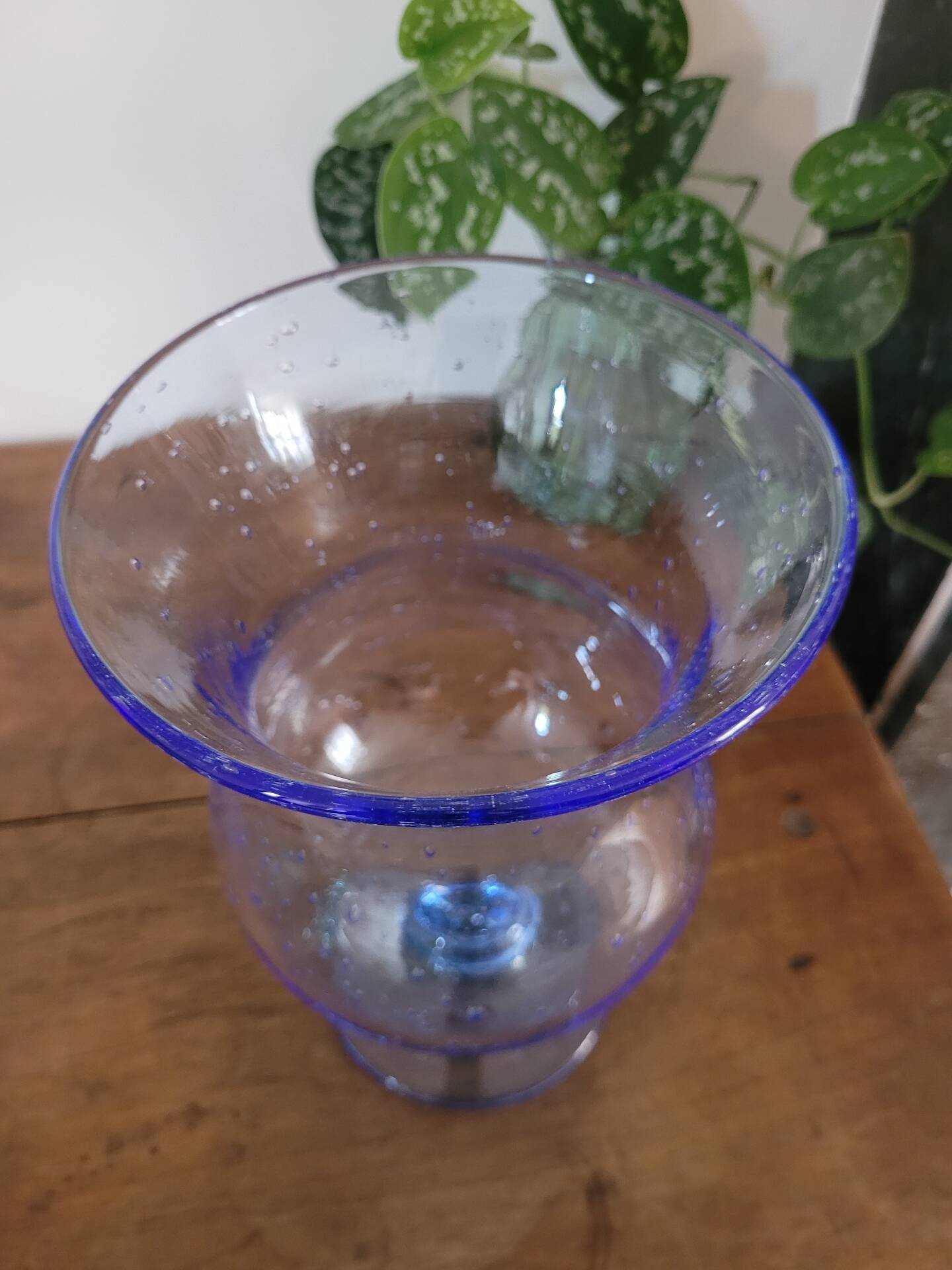 Blue bubble glass lantern