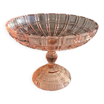 Pink glass coupe footed H20 D 15.5