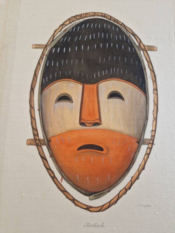 La Roche Laffitte (Born in 1943) - Watercolour drawing on silk - Mask