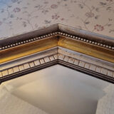 Octagonal mirror wood with frieze of oves, beveled mirror, 20s 66x86cm