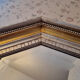 Octagonal mirror wood with frieze of oves, beveled mirror, 20s 66x86cm