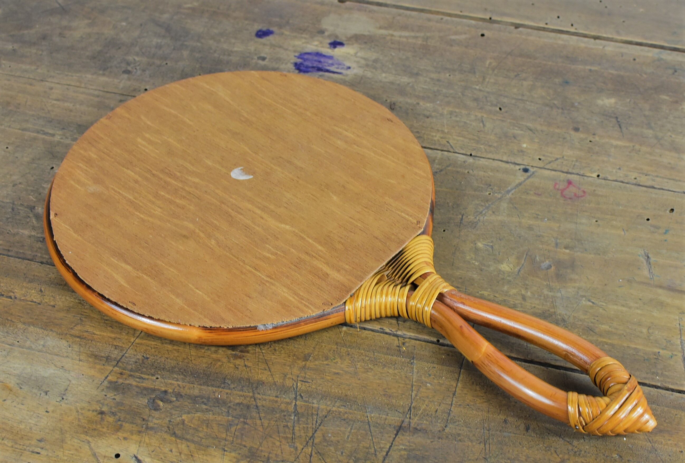 Rattan handle mirror
