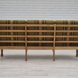 1970s, Danish 3 seater sofa, original condition, furniture wool, solid oak wood.