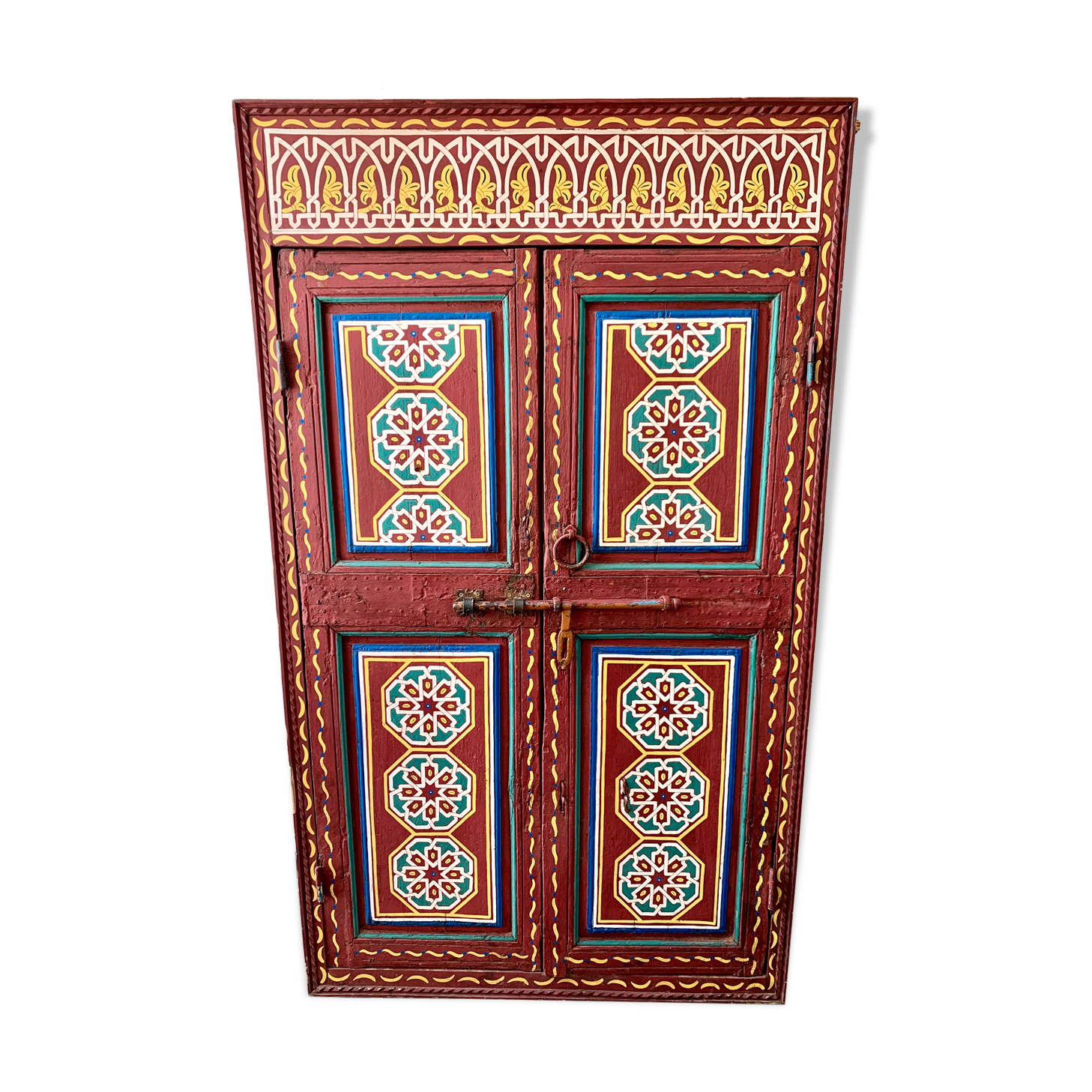 Porte marocaine de riad en bois sculpté à la main