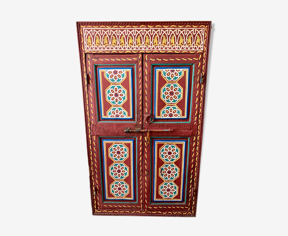 Moroccan door of hand-carved wooden riad