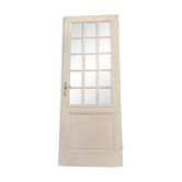 Porte ancienne de communication vitrée moulurée 218,5x83 15 petits carreaux