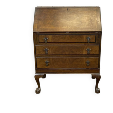 1930s English walnut secretary