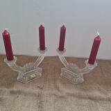 Pair of crystal candle holders