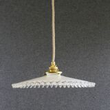 pendant light in antique glass - opaline - white - new socket and cable