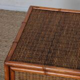 Pair of rattan and brass bedside tables, 1960