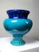 Vase/cache-pot faïence émaillée turquoise & bleu cobalt D.Dinis, années 1960-80