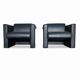 Pair / Trix and Robert Haussmann / Dark grey leather chairs by Knoll