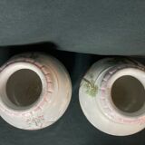 Pair of porcelain ball vases with cottage decor, late 19th century