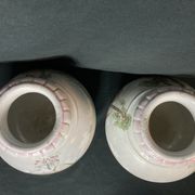 Pair of porcelain ball vases with cottage decor, late 19th century