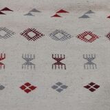 Tapis blanc à motifs berbères fait main 200x145cm