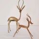Trio gazelles and antelopes in brass and bronze