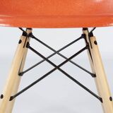 Orange Pair (2) Herman Miller Original Eames DSW Dining Side Shell Chairs