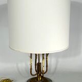 Lampe de table italienne en laiton et marbre du milieu du siècle des années 50
