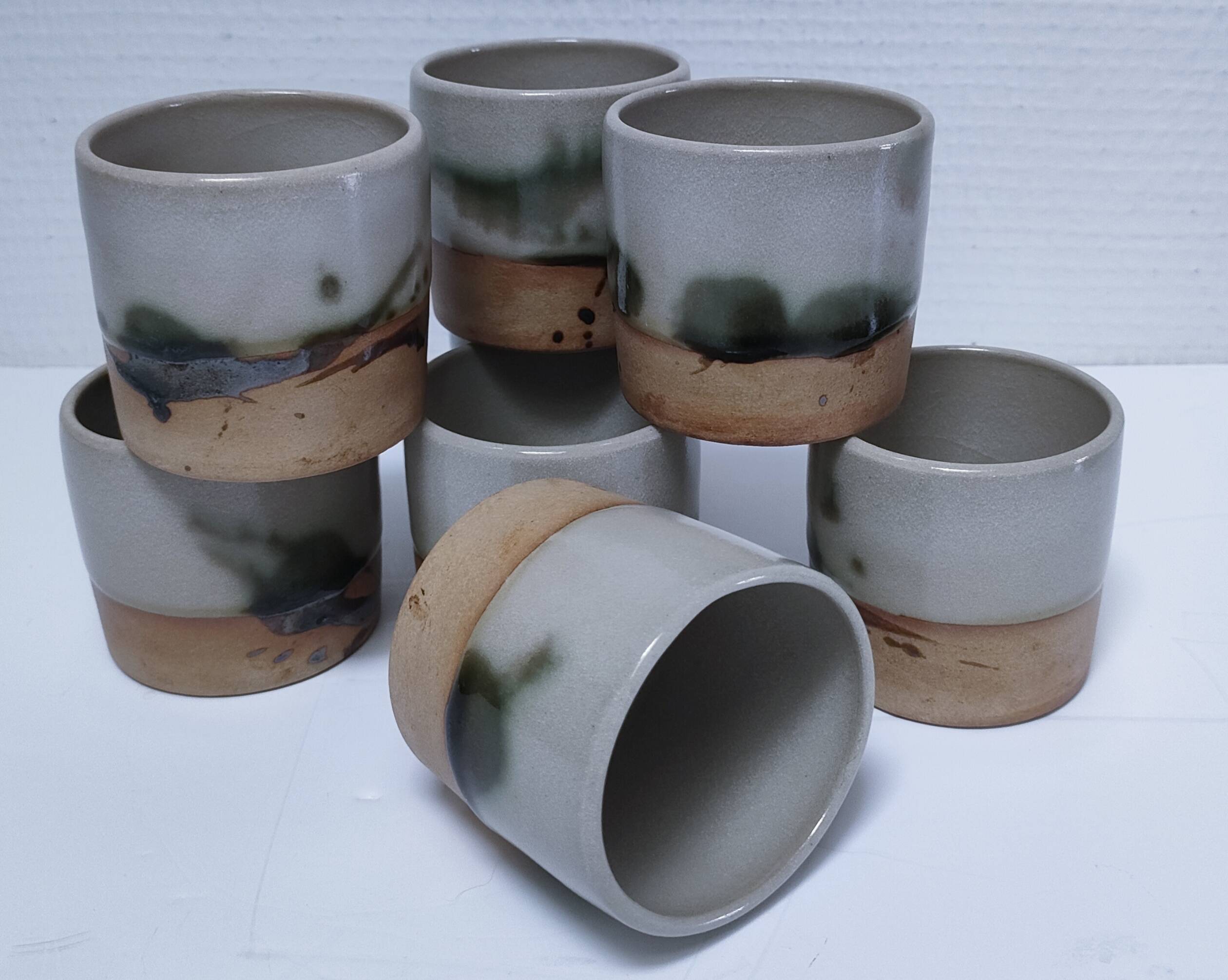 Eight ceramic glasses pottery la colombe Vallauris