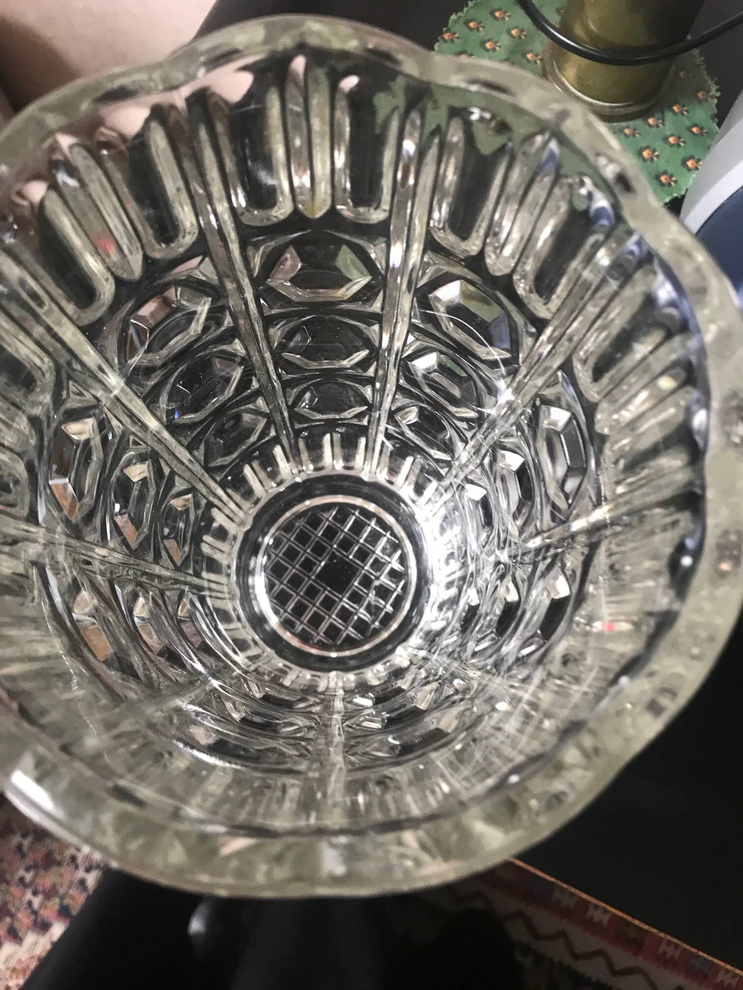 Old pressed glass vase 22 cm high