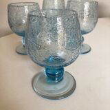 Set de 4 verres gobelets à pied en verre bullé de Biot 1960