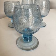 Set of 4 glasses cups on foot in bulled glass from Biot 1960