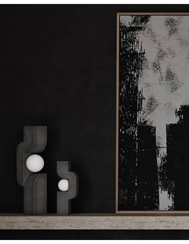 Table lamp, large model - dark gray, ceramic, contemporary work.