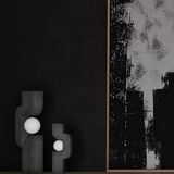 Table lamp, large model - dark gray, ceramic, contemporary work.