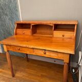 Wooden desk with drawers and storage