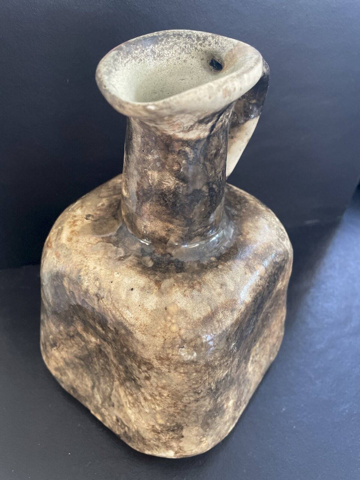 Brutalist brown terracotta pitcher vase