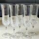 Lot 5 Flûtes Champagne/Cristal d Arques/Mod. Longchamp. Pointes diamant
