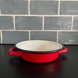Plat creux à anses en tôle émaillée rouge