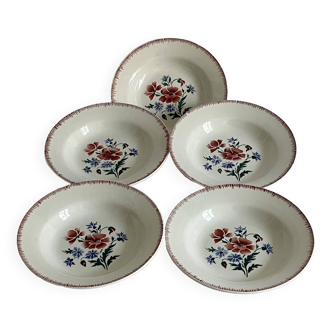 5 prairial digoin soup plates - dark foliage