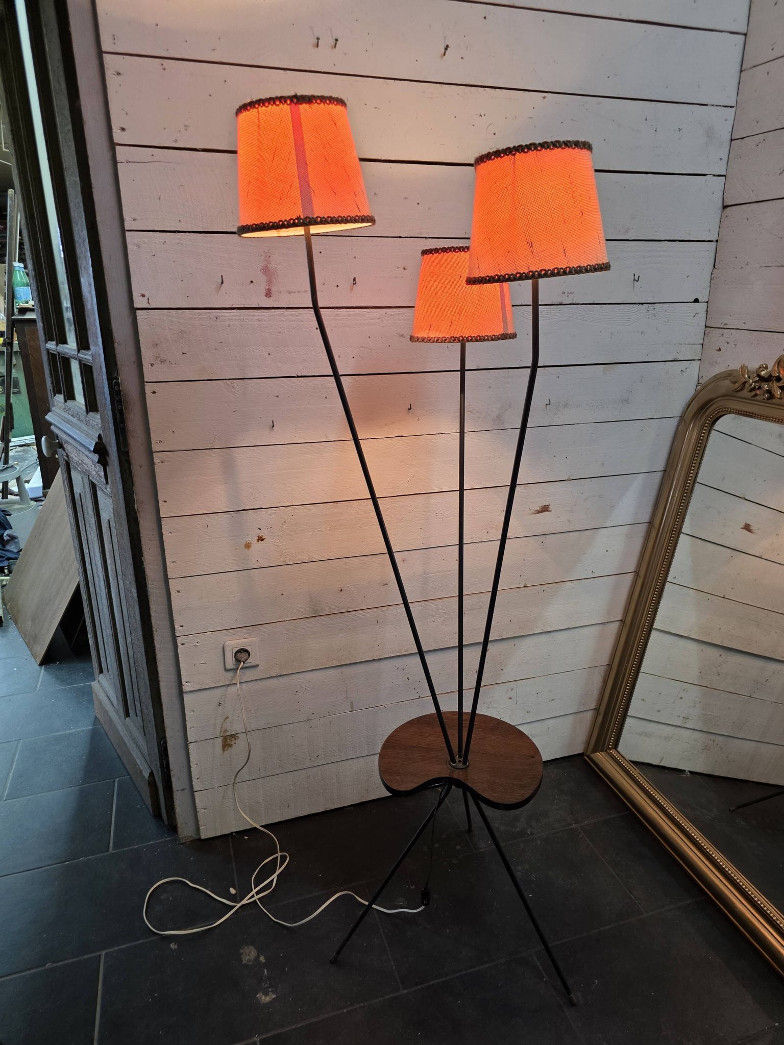 1950s/60s tripod floor lamp with 3 lights.