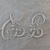 Set of 12 very large old monogram napkins
